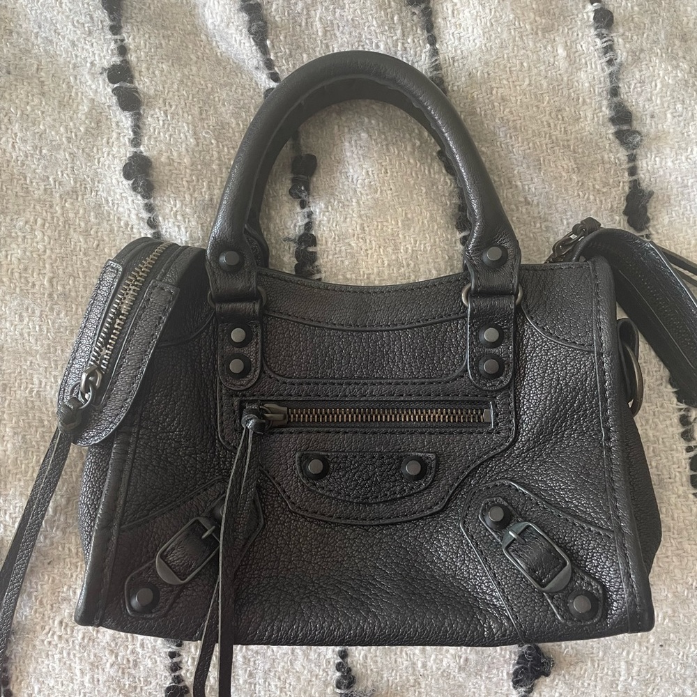 Black leather bag